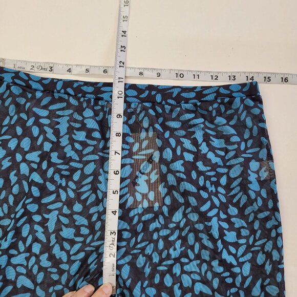 Shane Justin Runway Bodysuit Pant Set Womens XL Sheer Blue‎ Black Animal Print - Picture 15 of 16